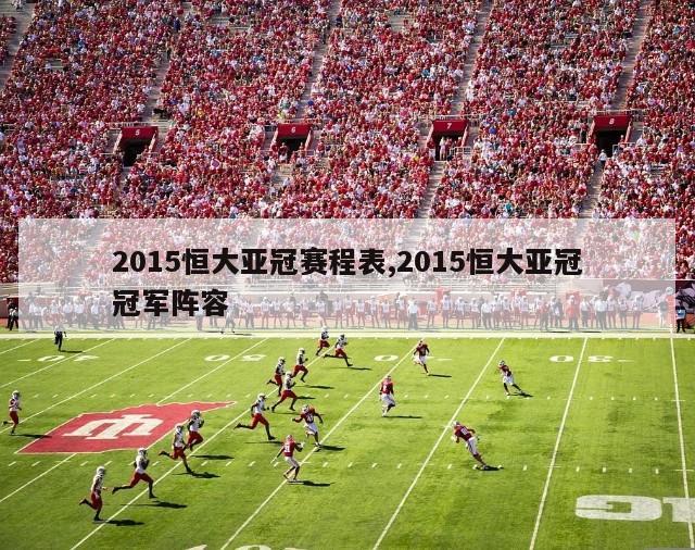 2015恒大亚冠赛程表,2015恒大亚冠冠军阵容